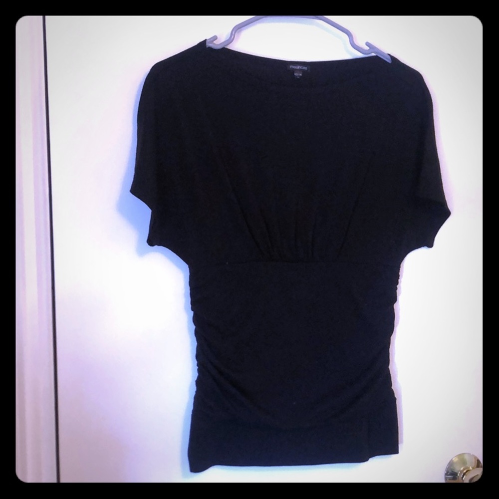 Black boatneck fitted shirt